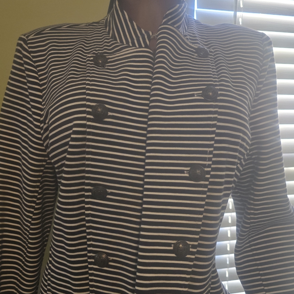 Tommy Hilfiger Navy and White Striped Blazer